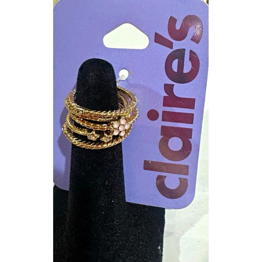 Claire's Gold Tone Multi Row Wrap Band Ring Size 6 MPN GR780047